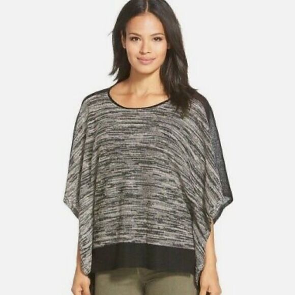 𝅺eileen Fisher Raglan Box Sweater Poncho Top One Size - Picture 1 of 6